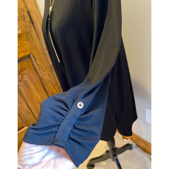 JM Collection Black Blouse Plus Size XXL Top  + Stretch Gold Zipper Pullover - Picture 4 of 11